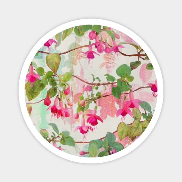 Rainbow Fuchsia Floral Pattern Magnet by micklyn